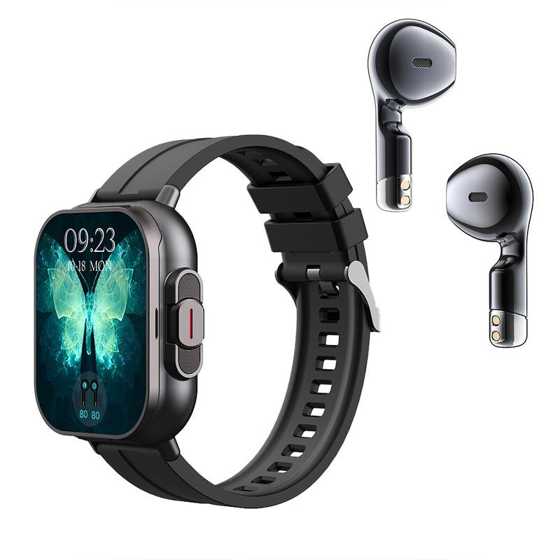 Умные часы D8 TWS 2-в-1 Наушники Bluetooth Звонок NFC Пульс и Кровяное давление Мониторинг здоровья Наушники Воспроизведение музыки black Voricas