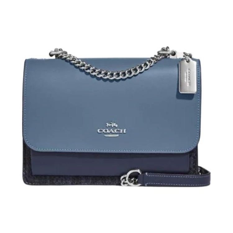 Coach Klare Snap Closure Interior Zipper Multifunctional Pocket Leather And Sheepskin Crossbody Bag Small Women crossbody bag Indigo CB900-SVUOI Basic Set (Bag+Dust Bag) gray