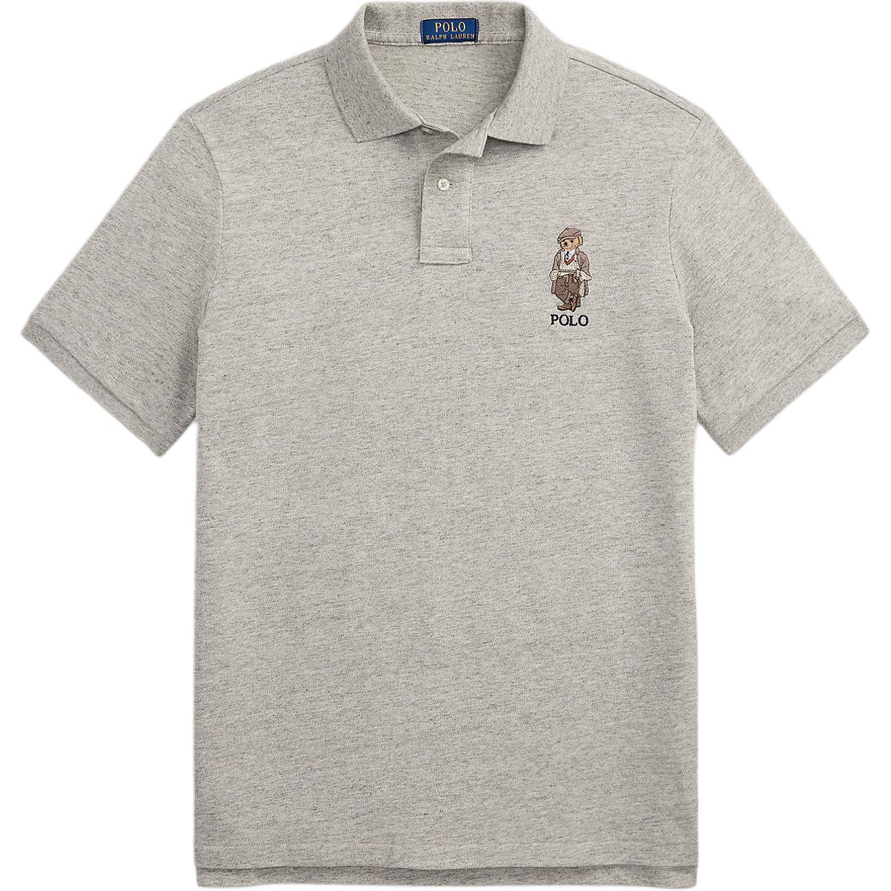Polo Ralph Lauren Классический крой Хлопковая пике-поло с вышивкой медведя Мужские топы Серый 710980302-002 XL white