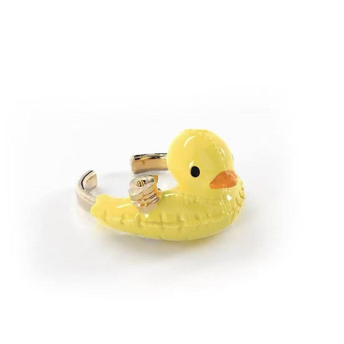 Hot-selling three-dimensional dripping oil little yellow duck little duck flamingo swimming ring modeling fun ring beige Soft Home
