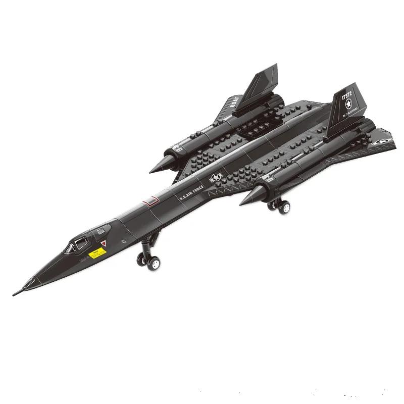 Military Technical USA SR71 Blackbird Stealth Supersonic Reconnaissance Aircraft Building Blocks Fighter Model Brick Kid Boy Toy чёрный MINI1
