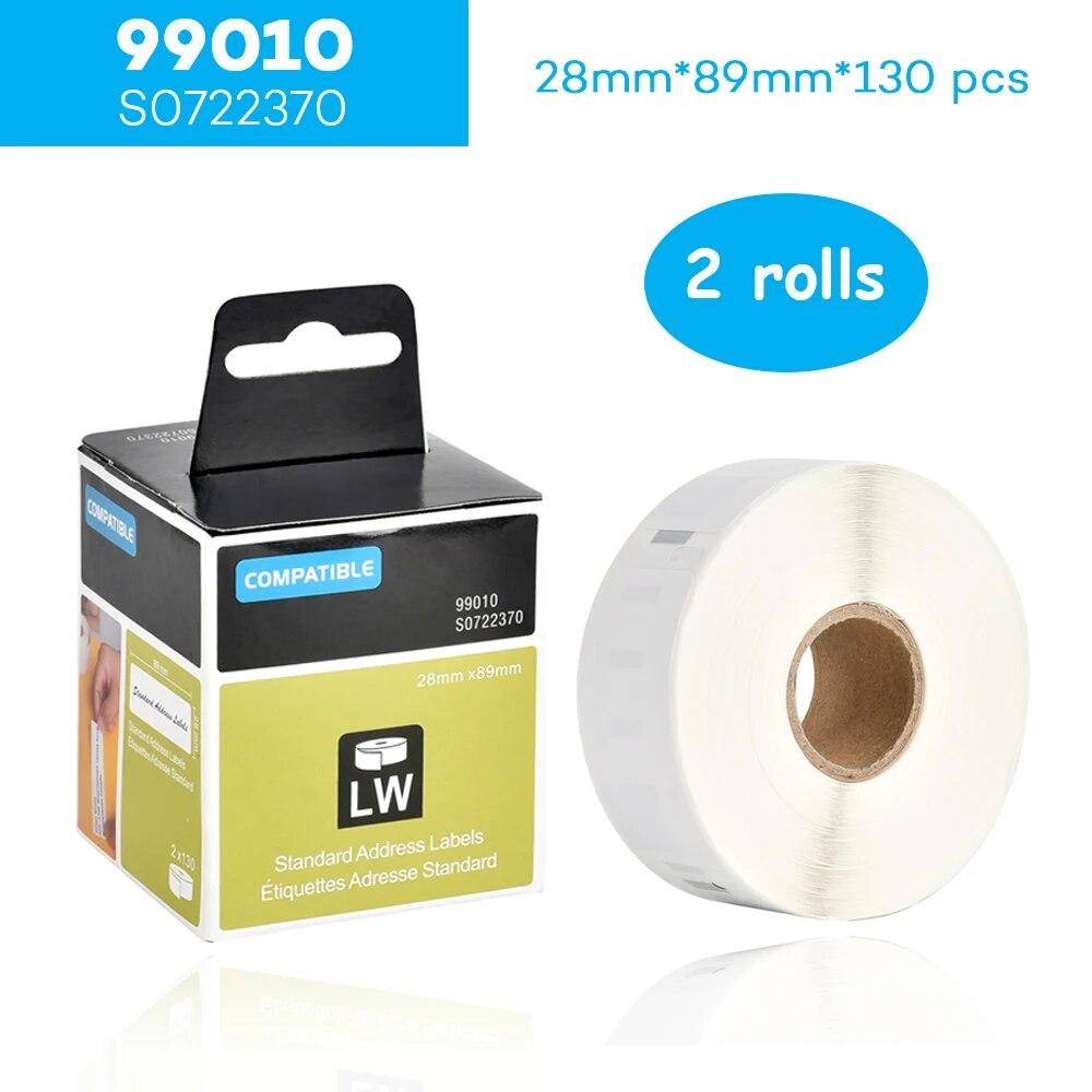 2 рулона этикеток Dymo, совместимых с LW 99010 99012 99014 11352 11355 LW 11354 для принтера LabelWriter 400 450 450Turbo Seiko SLP 440 2Rolls 99010 labels black Conwe
