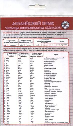 Английский язык. Неправильные глаголы. Шпаргалка Читай-город