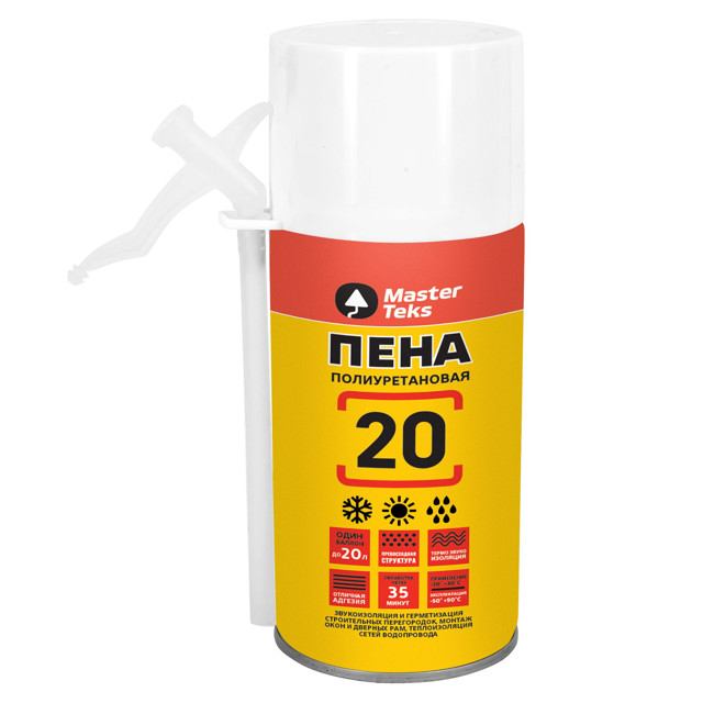 пена монтажная MASTERTEKS 20 всесезонная 285мл, арт.9412827 MASTERTEX