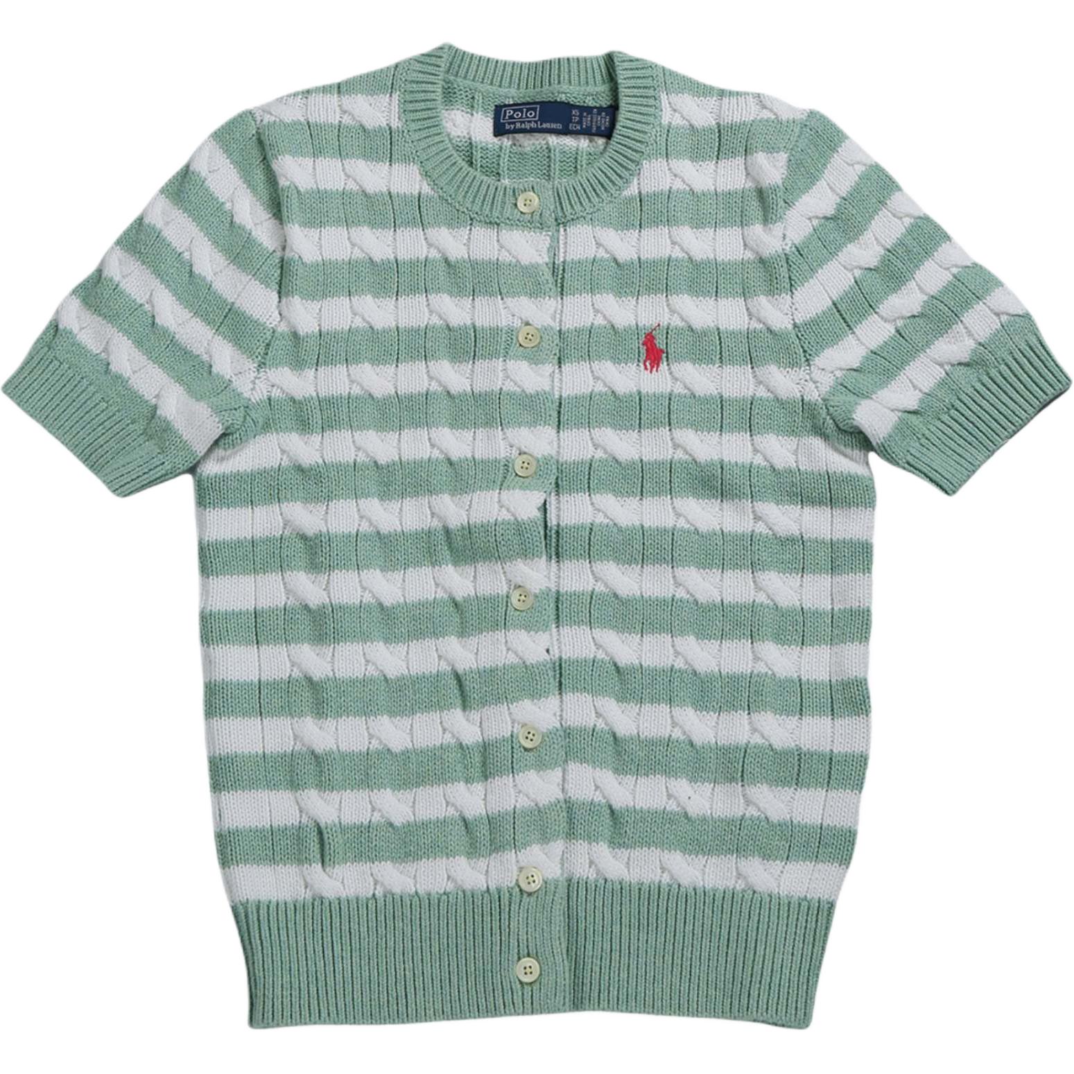 Polo Ralph Lauren Логотип Приталенный Краткий рукав Вязаный топ Женские топы Зеленый 211965757-001 S white