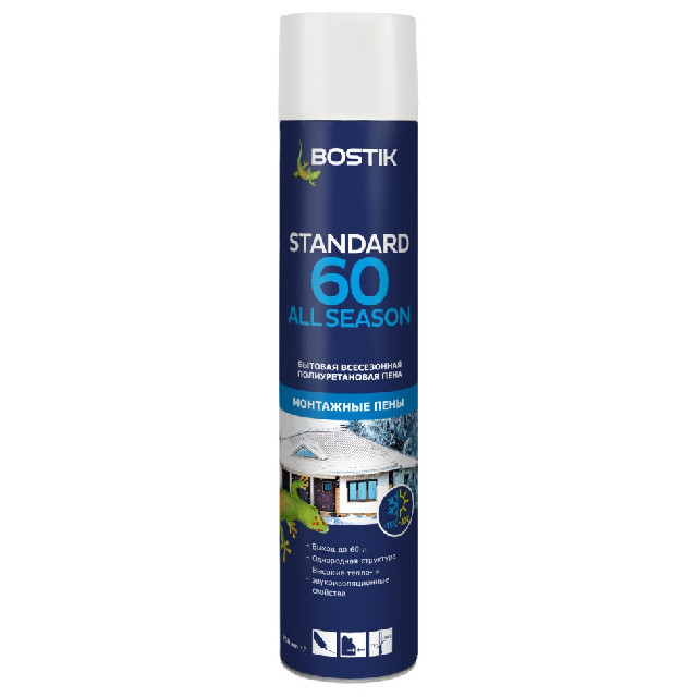 пена монтажная BOSTIK Standart 60 All Season всесезонная бытовая 750мл, арт.20010220