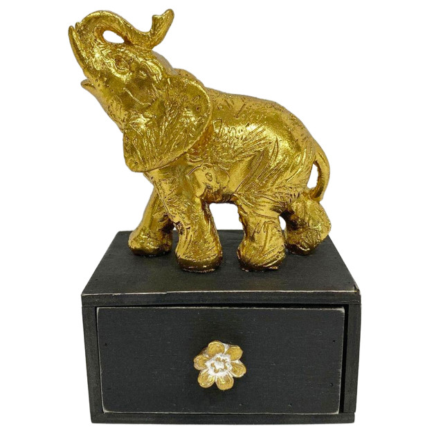 шкатулка TODELIA Слон/Elephant 10,5х8х14,5см полирезин, дерево