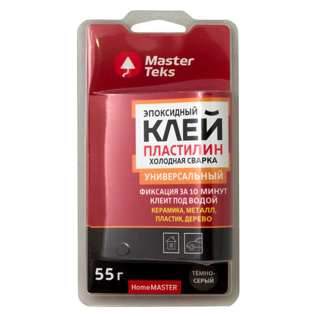 клей эпоксидный MASTERTEKS Холодная Сварка пластилин универсальный 55г темно-серый, арт.9753187
