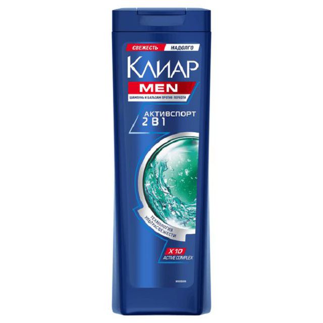 шампунь  КЛИАРMen Активспорт 2в1 против перхоти 400мл мужской CLEAR