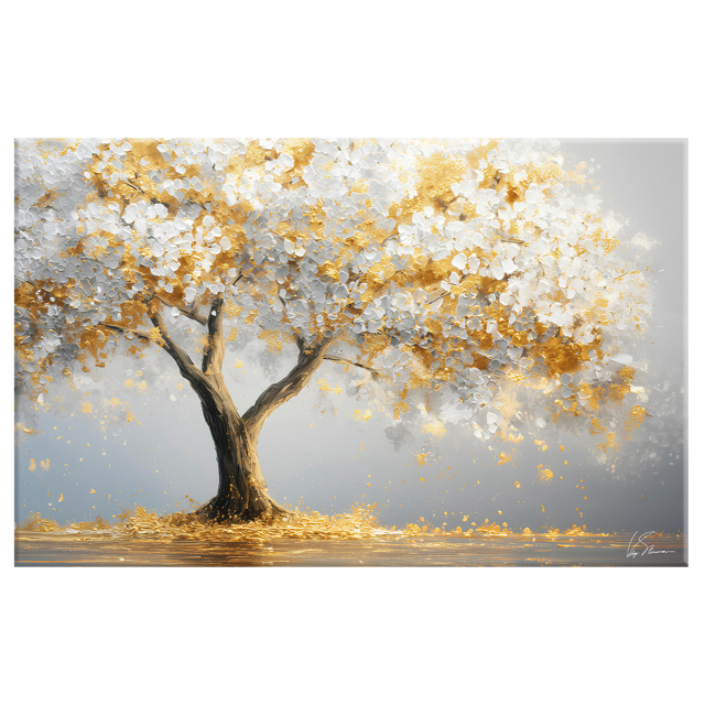 картина на холсте Golden tree/Золотое дерево 700х1100мм VICTORIA STENOVA