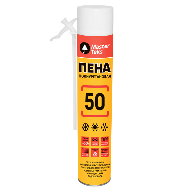 пена монтажная MASTERTEKS 50 всесезонная 670мл, арт.9412630 MASTERTEX