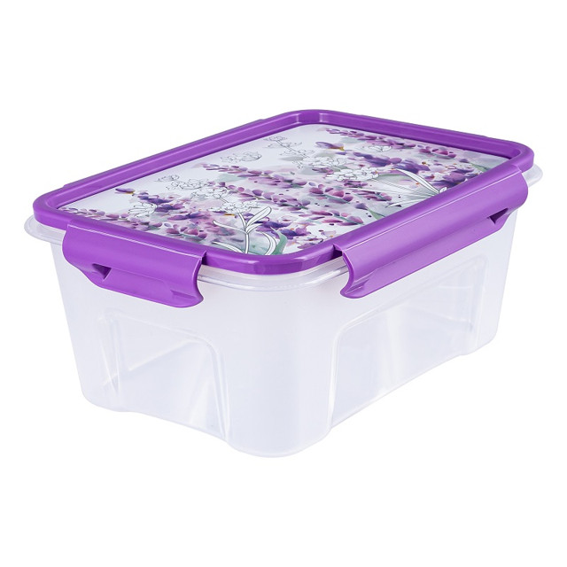 контейнер продуктов ПОЛИМЕРБЫТ Lavender 1,1л 16,5х11,6х9,5см 4 замка прямоугольный пластик