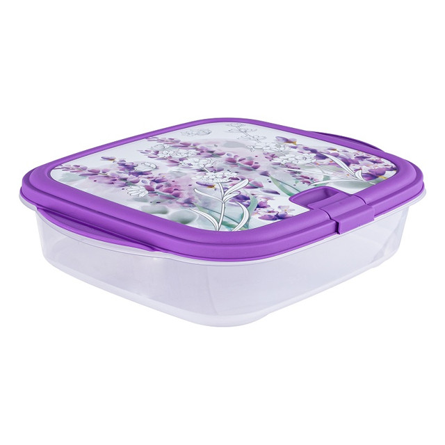 контейнер продуктов ПОЛИМЕРБЫТ Lavender 0,9л 18,6х15х6см прямоугольный пластик