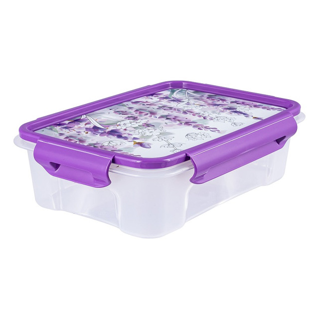 контейнер продуктов ПОЛИМЕРБЫТ Lavender 0,75л 16,5х11,6х6,5см 4 замка прямоугольный пластик