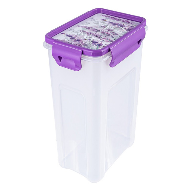 контейнер продуктов ПОЛИМЕРБЫТ Lavender 1,8л 16,5х11,6х17см 4 замка прямоугольный пластик