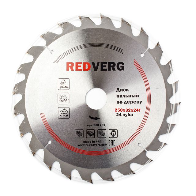 диск пильный по дереву REDVERG 250х32/30 мм 24 зуба