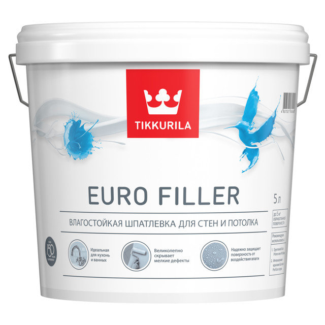 шпатлевка готовая TIKKIVALA Euro Filler влагостойкая 5л, арт.700012220 TIKKURILA