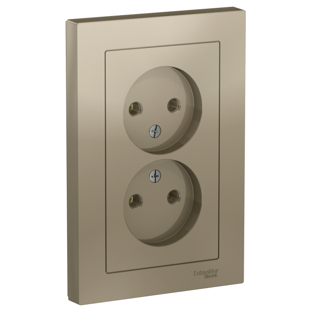 розетка 2 поста Atlas Design б/з в сборе шампань SCHNEIDER ELECTRIC