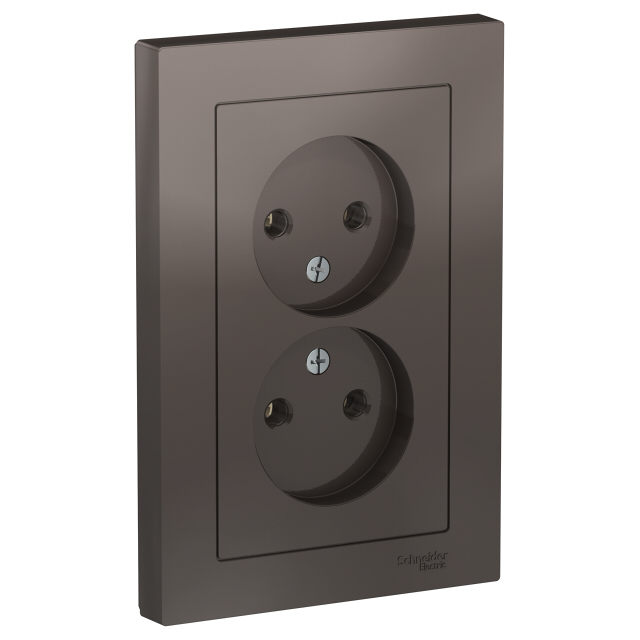 розетка 2 поста Atlas Design б/з в сборе мокко SCHNEIDER ELECTRIC