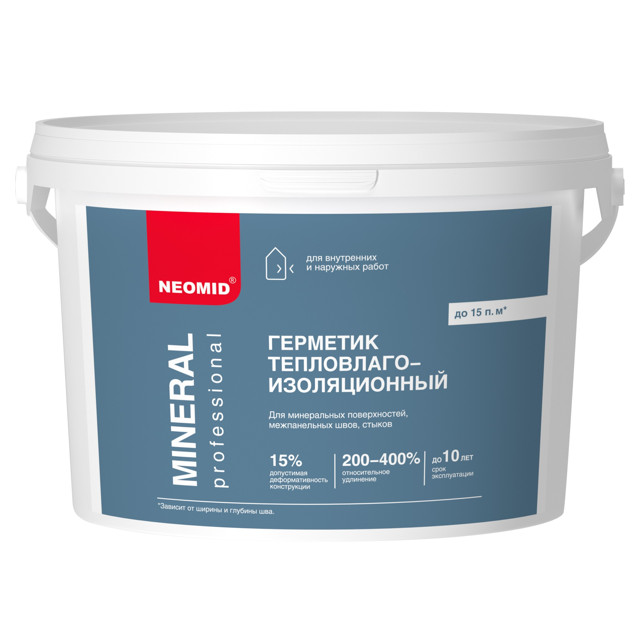 герметик акриловый NEOMID Mineral тепловлагоизоляционный 3кг белый, арт.4680012198436