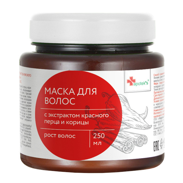 маска для волос APOTEK`S с экстрактом красного перца и корицы 250мл APOTEK'S