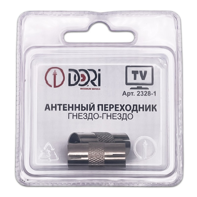 переходник антенный DORI гнездо-гнездо металл 1шт