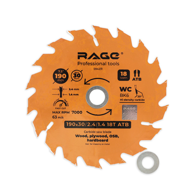 диск пильный по дереву RAGE by VIRA Fast cut 190х30/20/16мм 18 зубьев