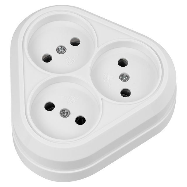 розетка 3 гнезда TDM Ладога IP20 10A б/з белая TDM ELECTRIC