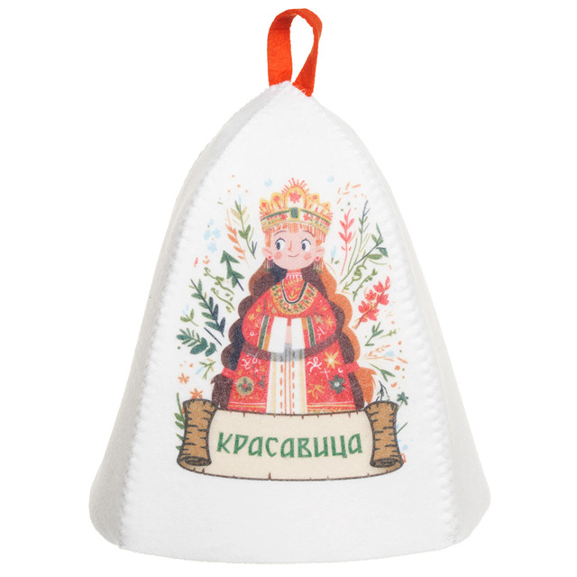 шапка банная Красавица-весна с принтом белая ГЛАВБАНЯ