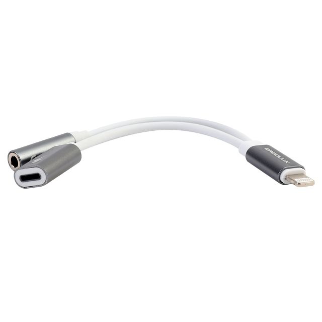 адаптер звук+зарядка ERGOLUX ELX-CSA01-C01 12см Lightning 2 Lightning 3.5мм белый Нет марки