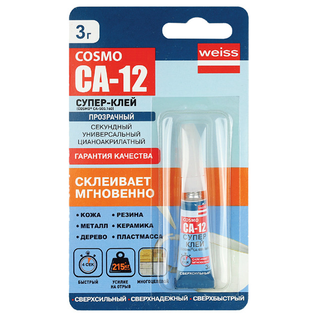 клей секундный COSMO CA-12 3гр, арт.CA-500.160(3)