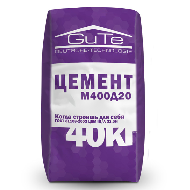 смесь цементная GUTE М400Д20 ЦЕМ III/А 32,5 40кг Нет марки