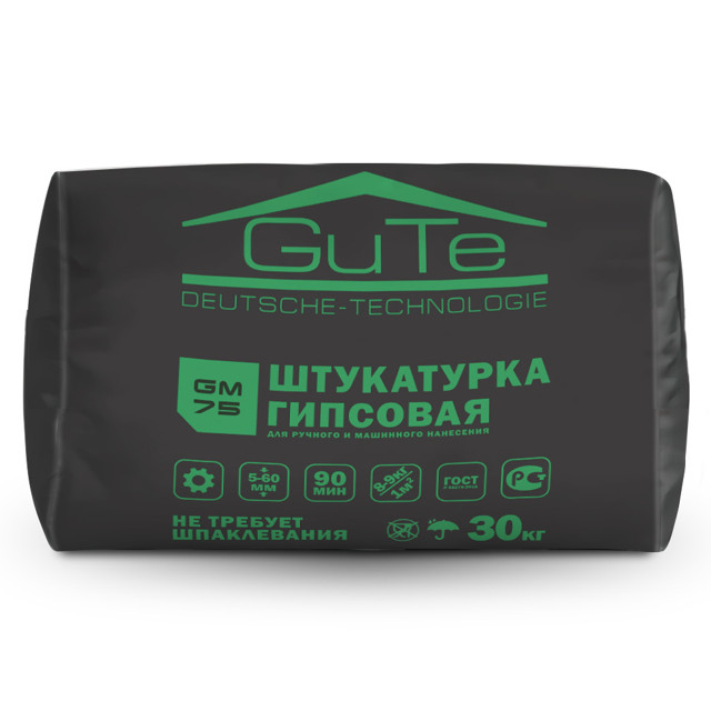 штукатурка гипсовая для внутр.работ GUTE GM75 ручн. машинн. 30кг Нет марки