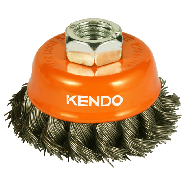 корщетка для УШМ KENDO 65мм чашеобразная витая сталь