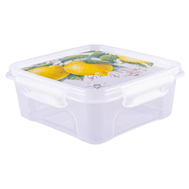 контейнер для продуктов ПОЛИМЕРБЫТ Fresh 0,6л 12,5х12,5х6,5см 4 замка квадратный пластик
