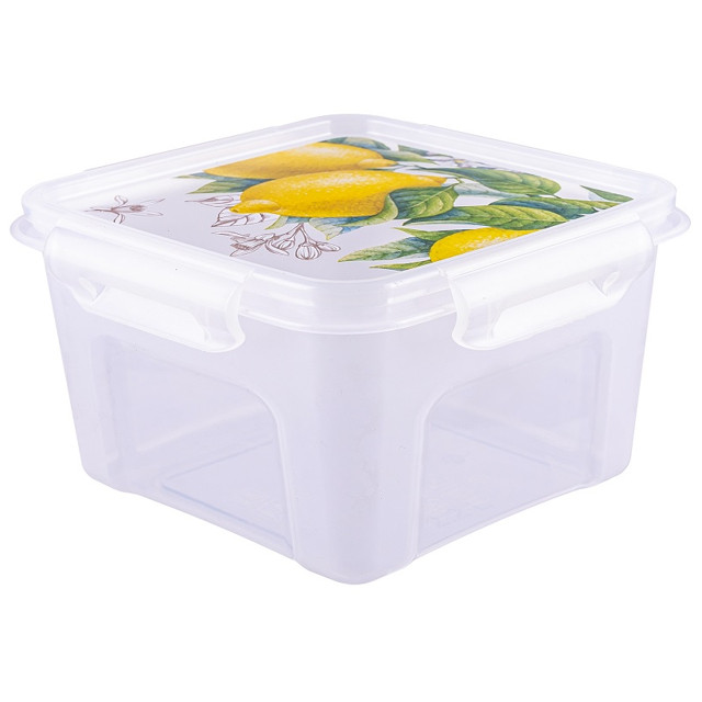 контейнер для продуктов ПОЛИМЕРБЫТ Fresh 0,9л 12,5х12,5х10см 4 замка квадратный пластик