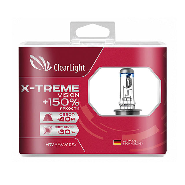 комплект ламп H7 X-treme Vision +150% Light 12В 55Вт 2шт CLEARLIGHT