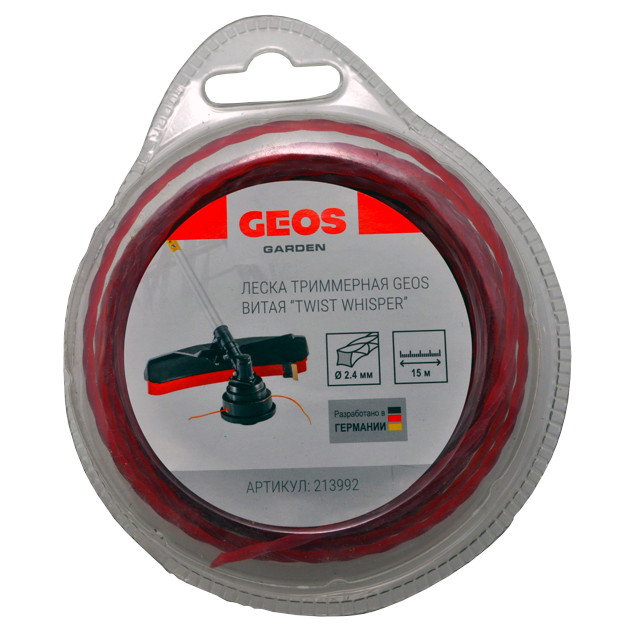 леска для триммера GEOS 2,4мм 15м витой квадрат