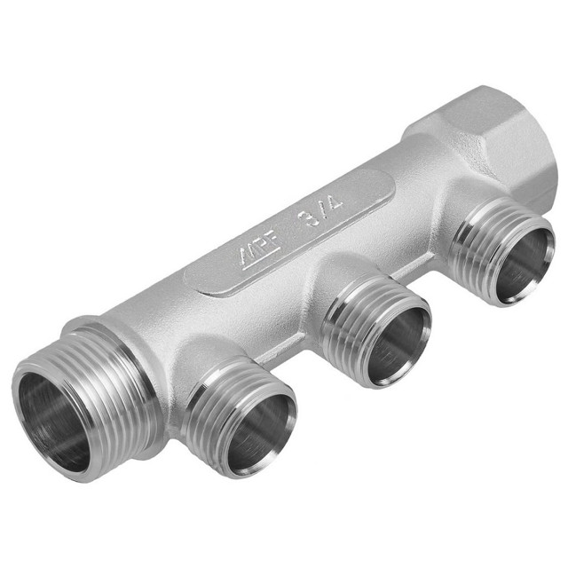 коллектор 3 выхода 3/4" х 1/2" НР латунь MPF