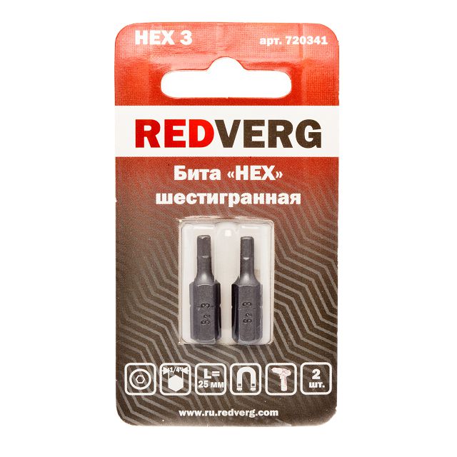 бита REDVERG HEX3 25мм магнитная 2шт