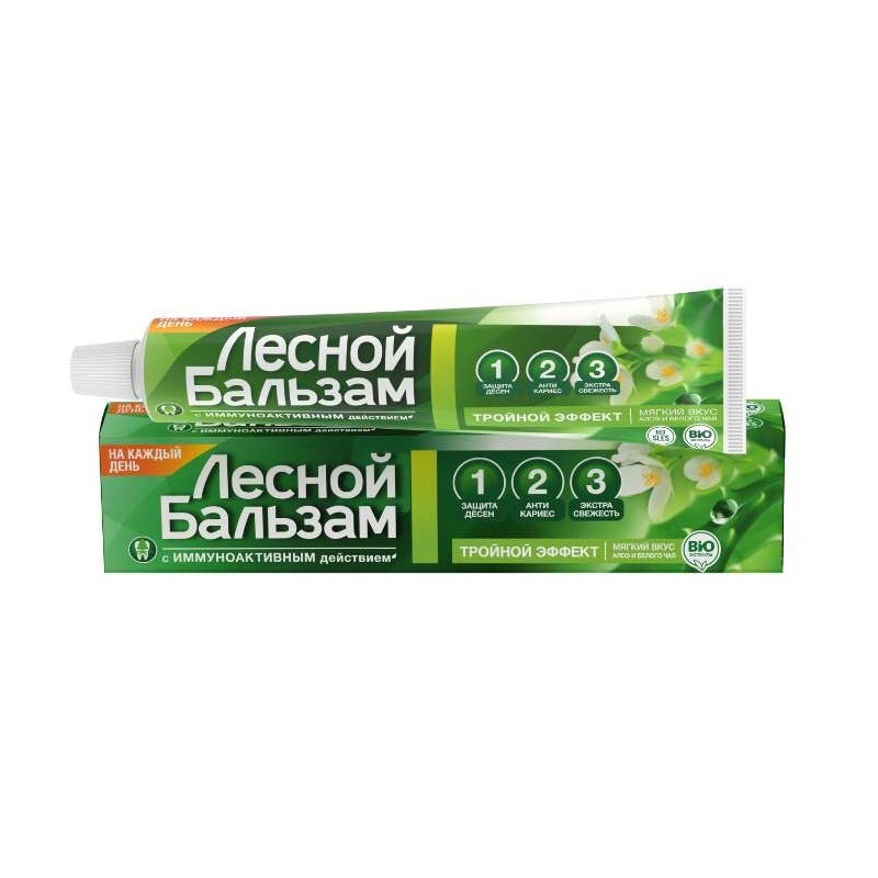 Лесной бальзам зубная паста С ЭКСТРАКТОМ АЛОЭ-ВЕРА И БЕЛОГО ЧАЯ НА ОТВАРЕ ТРАВ 75мл Калина 4982113