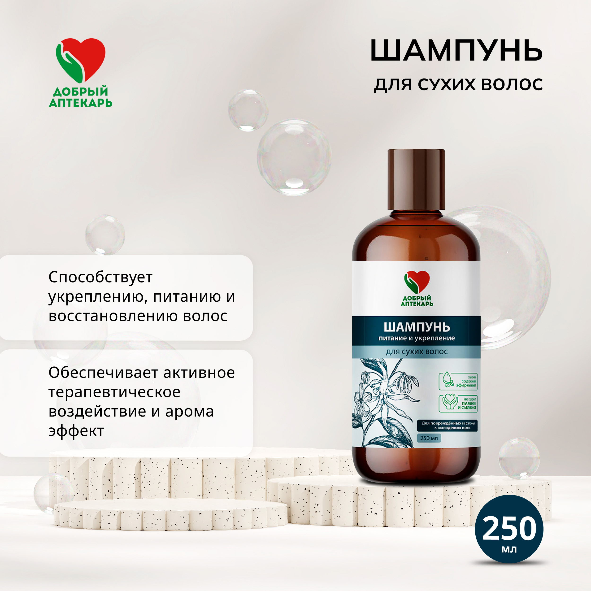 Добрый аптекарь шампунь Питание и Укрепление для сухих волос 250мл ДИНА+ ООО 99371