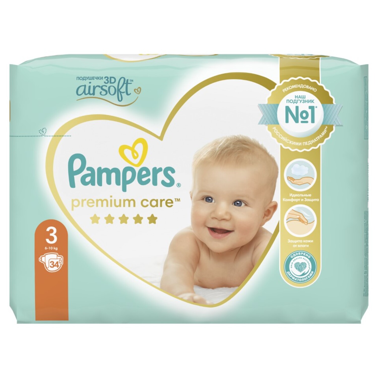 Памперс Премиум Кеа подгузники детские 6-10кг р.3 №34 PROCTER & GAMBLE 152262