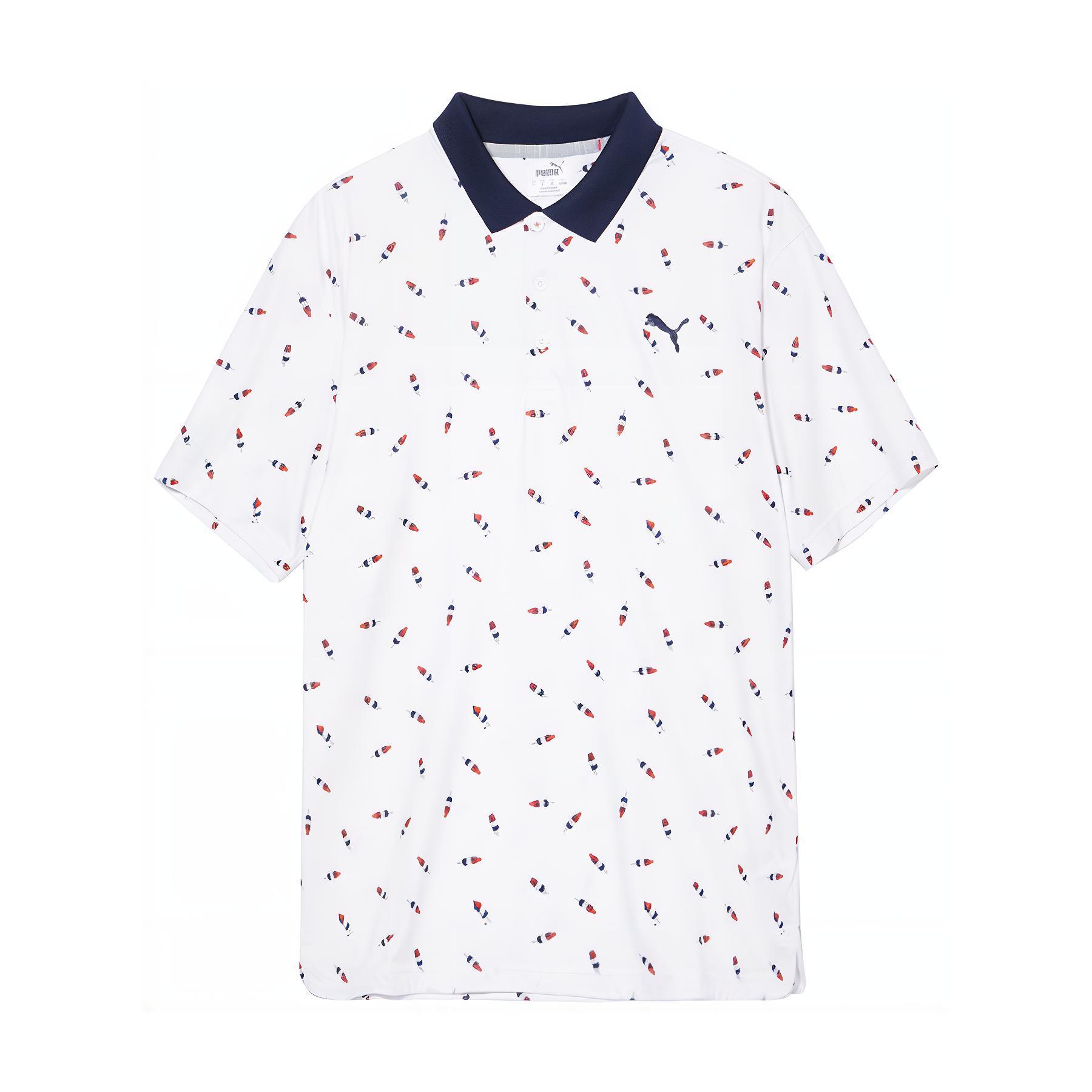 Puma Golf Series Moisture-Wicking Versatile Quick-Dry Short Sleeve Polo Shirt Men tops White Deep-Red 533859-01 L white