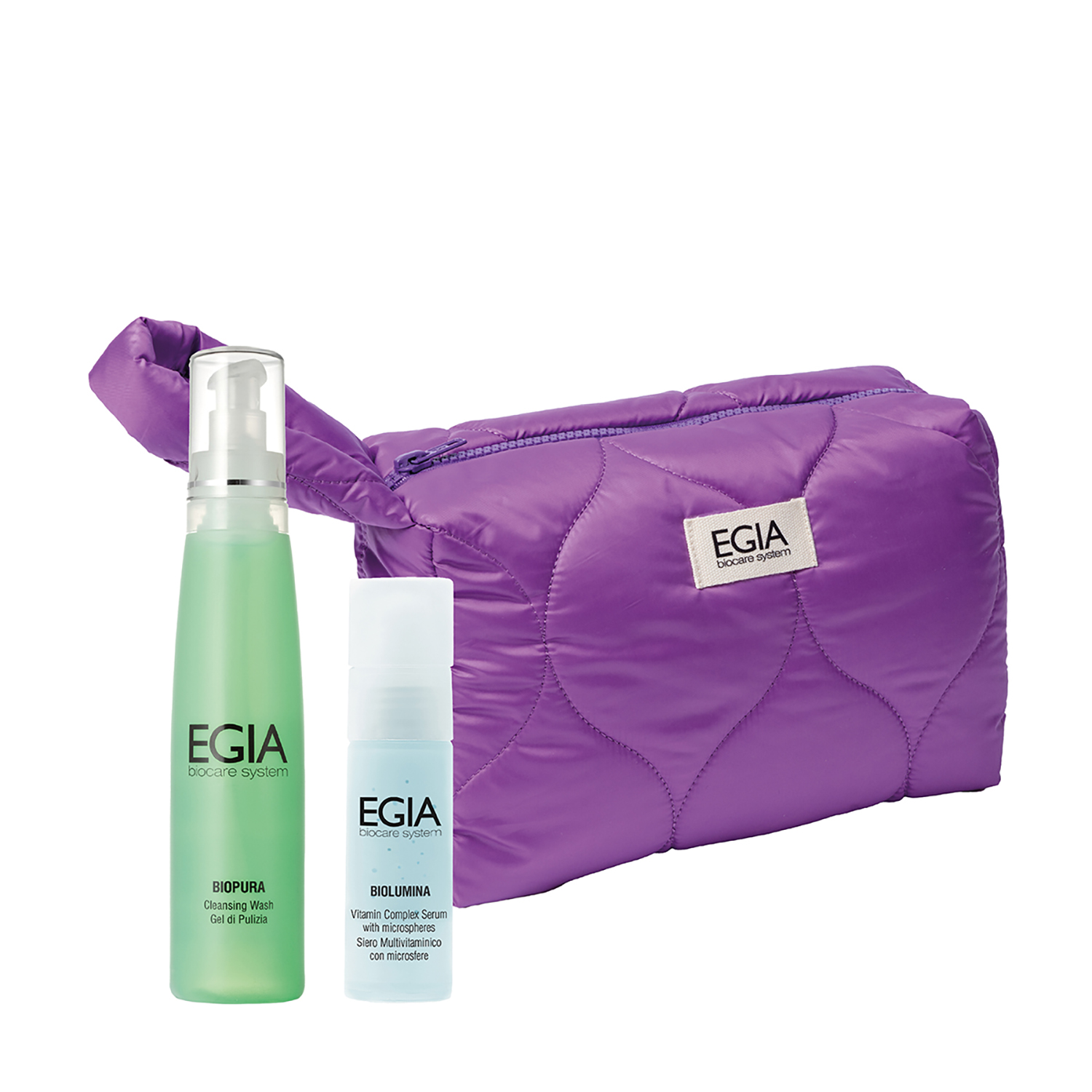 EGIA Подарочный набор LILAC JOY   Гель очищ. 200мл   Сыворотка с антиоксид. комплексом в микросферах 30мл   Косметичка фиолетовая 136806