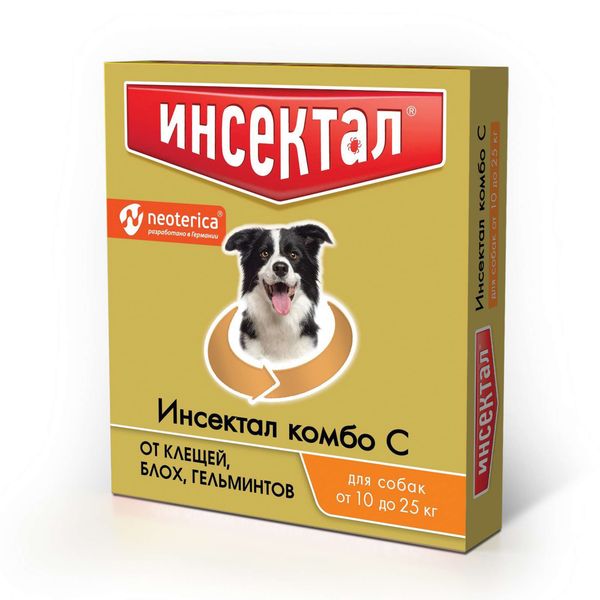 Инсектал комбо С раствор для собак от 10 до 25кг тюбик-пипетка 107,5мг 26,9мг 2,5мл Экопром 154242