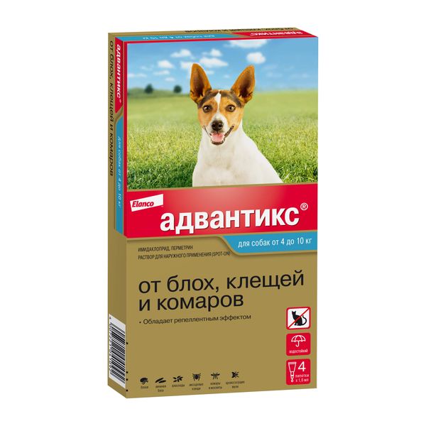 Адвантикс капли от блох, клещей и комаров для собак весом от 4 до 10 кг №4 KVP Pharma+Veterin 154108