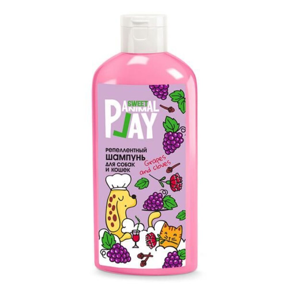 ANIMAL PLAY SWEET репеллентный шампунь виноград и гвоздика для собак и кошек флакон 300 мл Экопром 154544