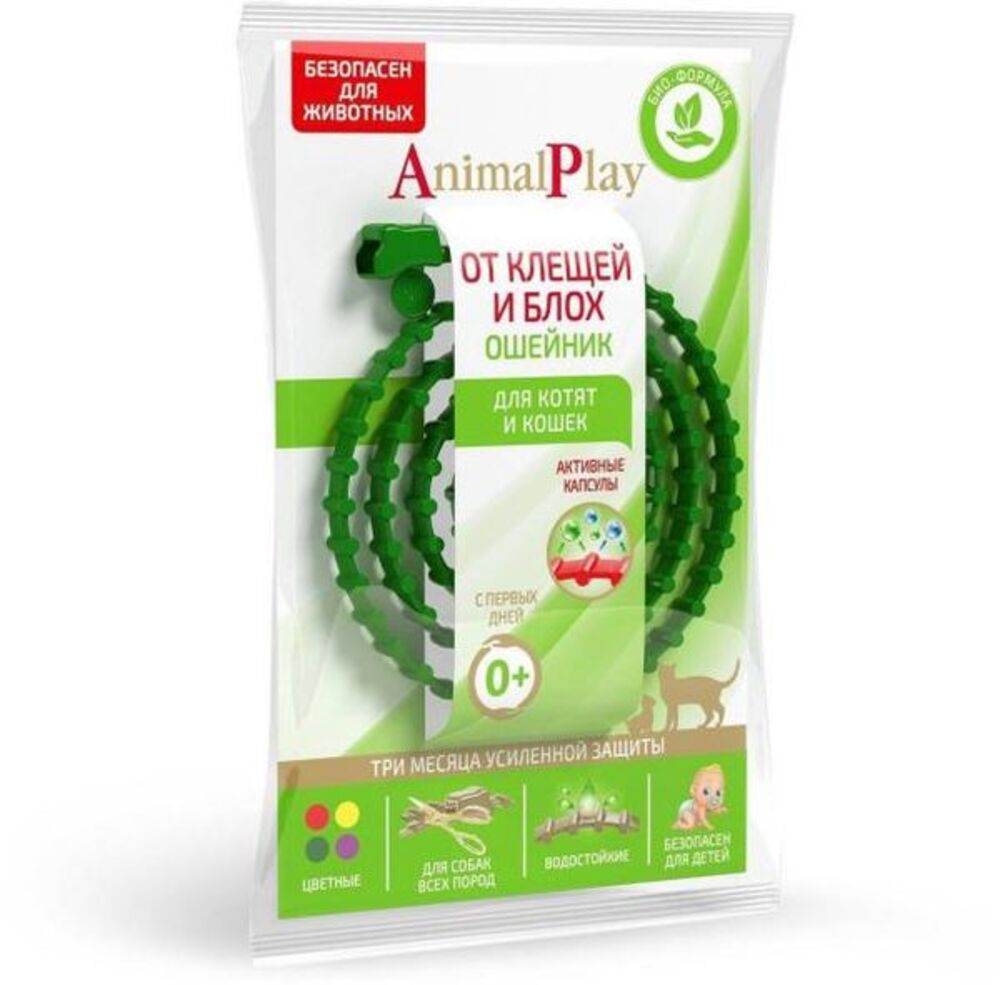 Animal Play Репеллентный ошейник зеленый для кошек 38 мм Экопром 154545
