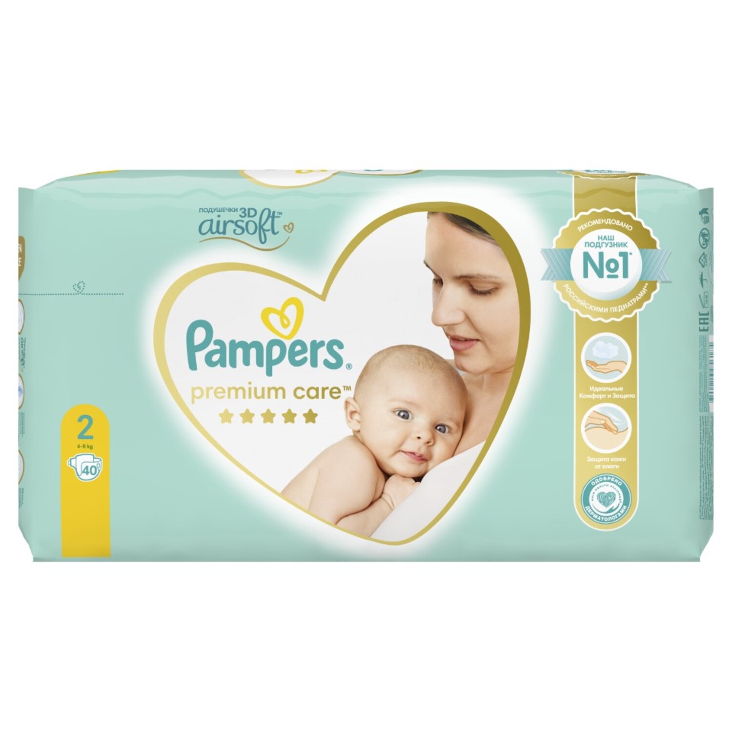Памперс премиум кеа подгузники 4-8 кг размер 2 №40 PROCTER & GAMBLE 151945